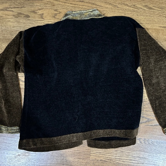 Ani Barrie Black Brown Chenille Button Front Cardigan, L - Picture 4 of 7